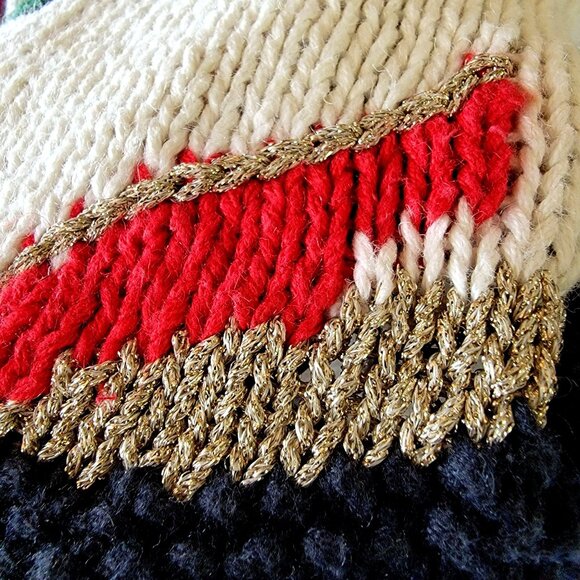 Vtg 80s 90s Hand-Knit Ugly Christmas Sweater With Santa Claus & Festive Design - Picture 10 of 16